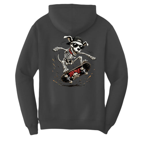 GankdWoof tall fleece hoodie in jet black, back print