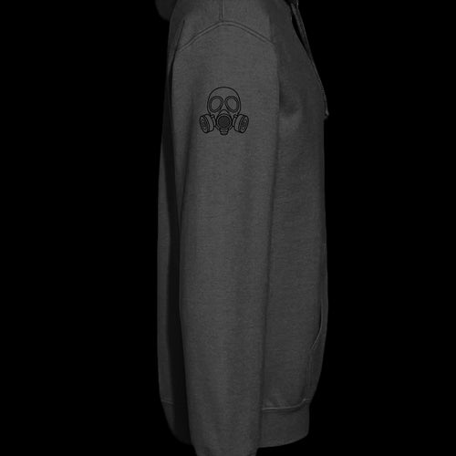 GankdWoof tall fleece hoodie, right sleeve detail